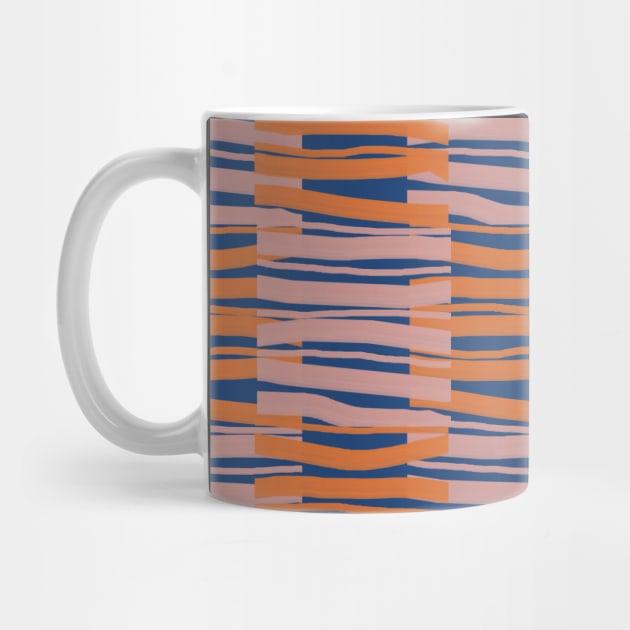 Contemporary Retro Orange Pink Blue Abstract Fibres Pattern by BillingtonPix